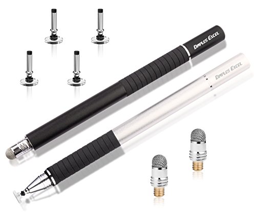 Dimples Excel Präzision Stylus pen Eingabestifte for Ipad Pro Kindle Tablet Touchscreen Smartphone mit Ersatzspitzen (Schwarz + Silber) - 4