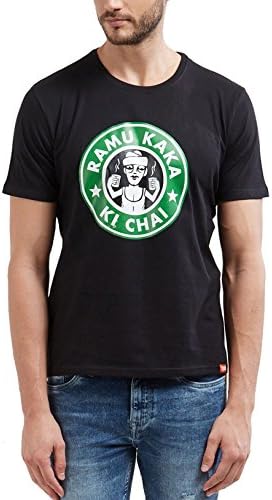 WYO Men's Cotton Causal Half Sleeve Round Neck Printed T-Shirt (Ramu Kaka)