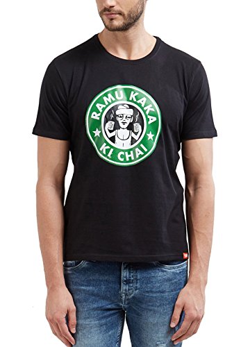 WYO Men's Cotton Causal Half Sleeve Round Neck Printed T-Shirt (Ramu Kaka)