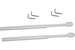ATELIERS 28 Tringles de vitrage Extensibles - Plate/Ovale - Métal - Lot de 2 80 x 100 cm Blanc