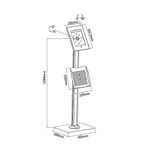 Maclean MC-724 Universal Tablet Schreibtisch Halterung Bodenständer Prospekthalter Tabletstation, Halter mit Verriegelung für iPad 2, iPad 3, iPad 4, iPad Air; Anti-Diebstahl - 2