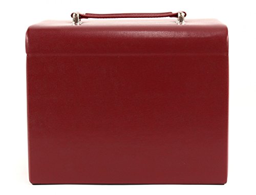 WINDROSE Merino Schmuckkoffer 5 Etagen + Etui Rot - 6