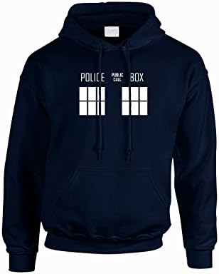 Inspired Premium Doctor Who Police Box Tardis Hoodie Navy Sweat Jumper (S M L XL XXL)