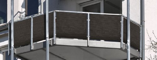 GARTENFREUDE Polyrattan Sichtschutz Balkon Matte oder Zaun 5 x 0,75 m, zuschneidbar, inkl. Kabelbindern, bicolour braun - 3