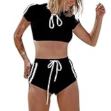 Muium Damen Badeanzug Set,2019 Sommer Mode Bademode Beachwear Sport Krawatte Badeanzug 2 Stück Badeanzüge SchwarzM