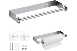 YZROHYI Porta Scottex da Parete Acciaio 28 cm,Porta Rotolo da Muro Cucina,Portarotolo Bagno Adesivo,Porta Rotolo Carta Asciugatutto,Portascottex da Appendere con Viti,Kitchen Roll Holder per Casa