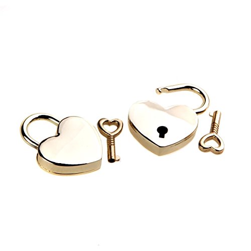 hugestore 2 pcs Vintage Mini Corazón de metal candado y clave para F