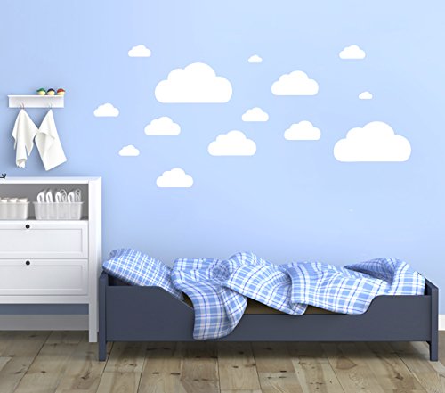 13 WOLKEN SET – Wolke Wandtattoo Wandaufkleber Sticker Aufkleber Wölkchen Himmel (Weiss) - 2