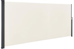 Juskys Tenda da sole laterale Dubai 500 x 180 cm estensibile e coprente, frangivista e frangivento per balcone e terrazza, tenda a rullo laterale con supporto a muro - beige