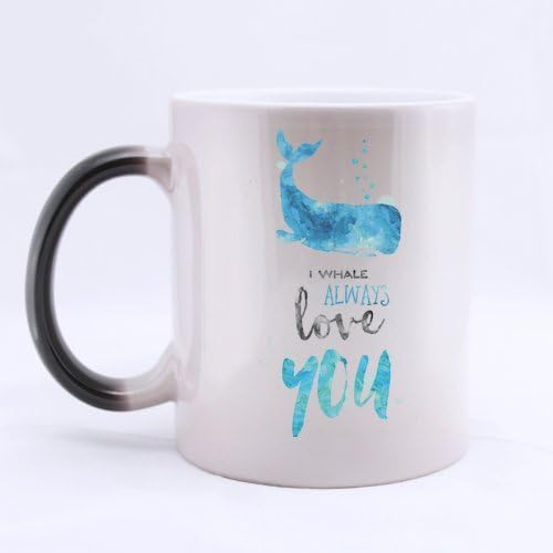 LAH Heat Sensitive Morph Coffee Mug I Whale Always Love You Color Change Mug Ceramic Tea Cup 11 Ounces