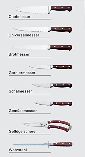 Dr. Richter 9-teiliges Set edle Küchenmesser mit Messerblock – Profiqualität Messerset, Messerblock bestückt - 3