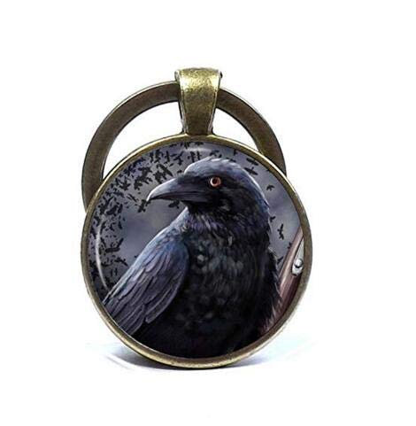 Preisvergleich Produktbild Raven Schlüsselanhänger Rabe Schlüsselring Krähe Schlüsselanhänger Vogel Schlüsselring Schmuck Handarbeit schöner Anhänger Souvenir