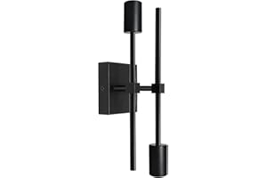 WRPACTTG Applique Murale Salle de Bain,2-lumières Applique Murale Interieur,LED pour Miroir Coiffeuse avec 2 Poteaux Rotatifs à 360°,Lampes Murales Noir,Base de Plafond Carrée,Douille E27,pour Porche Chambre