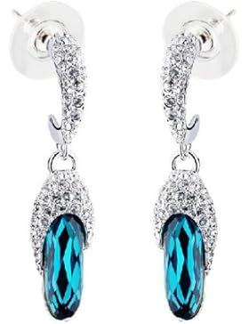 Chaomingzhen weiß Vergoldete Kristall Cinderella Slipper Schuhe Ohrringe für Damen Weise Schmuck