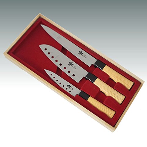 Messerset 3-teilig "Nara" im Asia Design mit Holzkasten