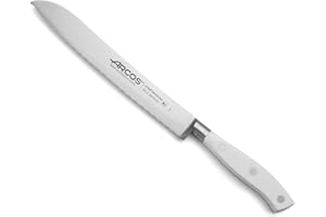 Arcos Coltello per Pane 8 pollici in Acciaio Inossidabile, Coltello da Cucina Seghettato con Manico Ergonomico in Poliossimetilene e Lama da 200 mm, Serie Riviera Blanc, Colore Bianco