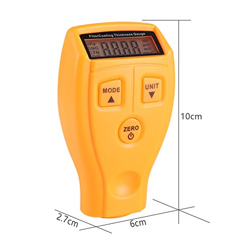 Liqoo Thickness Gauges Meter Handheld Schichtdickenmessgerät Dickenmesser Dickenmessgerät mit LCD Anzeige integrierte Messsonde Kabellos 0-1.80mm / 0-71.0mil Batterien inkl. - 4