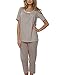 Italian Fashion Marianna Pyjamas- Short Sleeve & 3/4 Bottoms,Size XL,Beige
