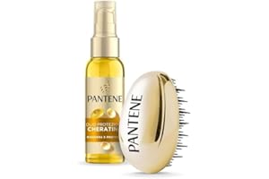 Pantene Pro-V Set Spazzola + Olio Capelli Protezione Cheratina Rigenera E Protegge 100ml Olio Intensivo Senza Risciacquo per Uso Quotidiano. Per Capelli Secchi e Danneggiati