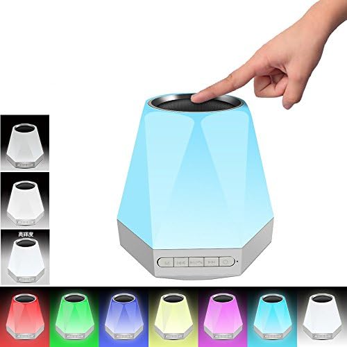 Touch Control Table Lamp With Wireless Bluetooth Speaker,IMMETO Portable Smart LED Sensor Desk Beside Lamp Dimmable RGB Multi Color Chang Night Light,With MP3 Player,TF Card Slot,Hands-free Function