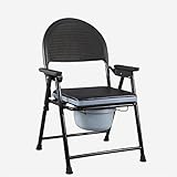 SHKD Altura fija plegable portátil Viejo asiento de inodoro acolchado Desplazamiento silla de baño Silla de ducha
