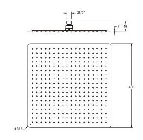 Kopfbrause Regenbrause Duschbrause rostfrei SUS 304 Edelstahl 40cm x 40cm SPA Wellness Regen Brause Shower - 2