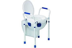 QUERALTÓ Rialzo WC con coperchio, gambe regolabili e braccioli, fino a 150 kg, 1 unità