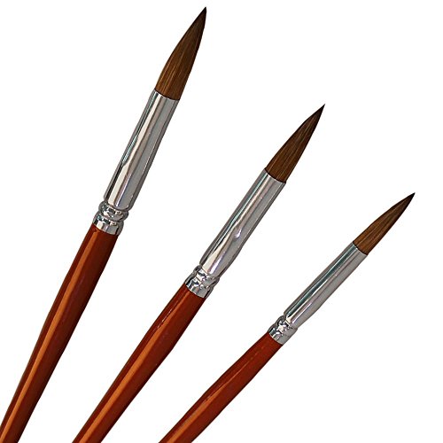 URAQT 6 Stück Künstlerpinsel, Pinsel Set Runde Spitze, für Öl Acryl Aquarell - 3