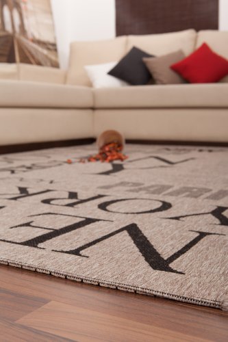Lalee 347180479 Teppich / Sisal Optik / Flach / Küche / Muster : Metropole / Silber / Grösse : 80 x 150 cm - 2
