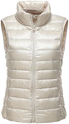 Womens Down Vest Puffer Packable Down Jacket Winter Warm Gilet Coat White XL