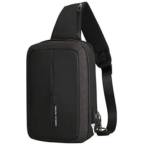 Mark Ryden Cosmo Series Bolsa de Hombro Cruzada Resistente al Agua con Puerto de Carga USB (Negro)