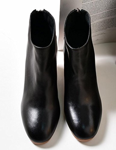 leather slope heel boots