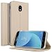 Produktbild Samsung Galaxy J5 2017 Hülle, KuGi Samsung Galaxy J5 2017 Flip Bookstyle Kompletter Schutz Mit Magnetverschluss und Standfunktion Tasche Etui Cover Case Schutzhülle für Samsung Galaxy J5 2017 Smartphone (Gold)