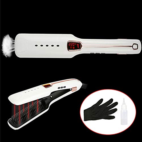 Ionic Hair Straightener Brush Ceramic Heating Adjustable Temperatures Infrared Spray Portable Frizz-Free Hair Care Silky Straight Heated Comb White