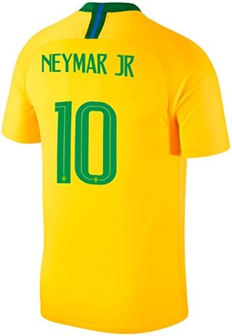 Brazil 2018 FIFA World Cup No.10 Neymar JR Men's Home Replica Football Shirt Size Medium