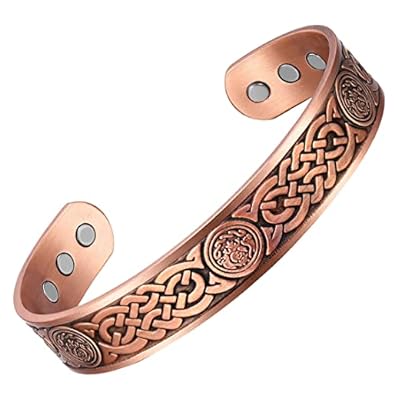 Vicmag Copper Bracelet For Men 6x Ultra Strength Magnets 99.9% Solid Pure Copper Cuff Bangles Adjustable Size With Gift Box (copper Celtic Knot 2)