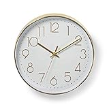 Nedis CLWA015PC30GD Kreisförmige Wanduhr, Durchmesser von 30 cm, Leicht ablesbare Ziffern, Gold