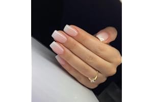 MouYou Press on Nails Kurz,Square Nude Rosa Hautfarbe Farbverlauf Weiß Fake Nails Full Cover Kunstnägel mit Nagelkleber,Eckig Nudefarben Pink Natürlich Gradient White Künstliche Fingernägel …