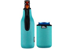 WK IEASON Beer Bottle Sleeve Insulators 12oz 330ml Standard Beer Bottle Cooler Covers Zip-up Bottle Jacket 12OZ Standard Can Sleeves Coolie Neoprene Insulator Coolers Coozies for Cans (Blue)