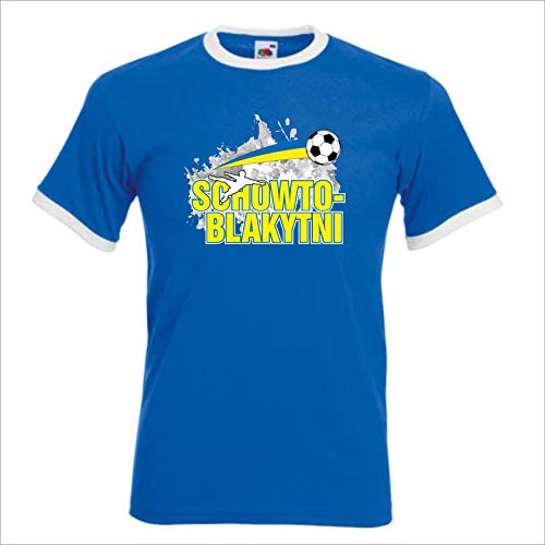 FANSCHOWTO-BLAKYTNI01 Fan Trikot Ukraine Nationalmannschaft T-Shirt Fussball EM 2020 Schowto Blakytni weiß blau (XXL)