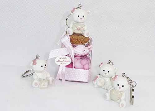 Glass Jar with Teddy Bear Pink Party Favours (zelda2299)