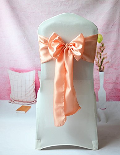 25x Satin Stuhlschleifen in lachs/apricot Läufer Taft Schleife Schleifen Stuhlhussen Hochzeit