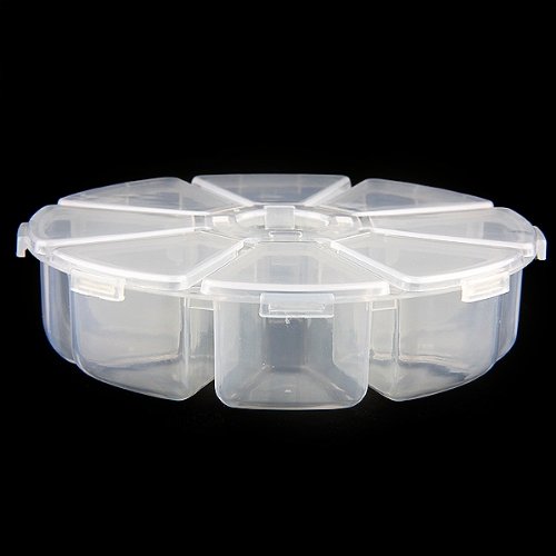 8 Fächer Plastik Aufbewahrungsbox Plastik Schmuckschatulle Schmuckkästchen Rund - 5