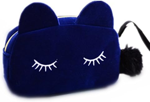 Wallybell Cartoon Mode Maquillage cosmétique Cartoon Cat Sacs de rangement Pen Pencil Pouch (Blue)