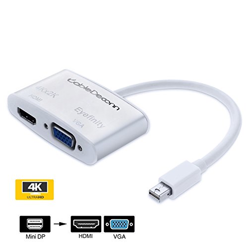 CableDeconn Mini DisplayPort V1.2 Thunderbolt auf HDMI 4 K * 2 K & VGA Konverter Adapter Kabel für Apple MacBook Pro, iMac, Macbook Air, Mac mini, Surface Pro, ThinkPad X1 – Mini DP zu HDTV Eyefinity VGA Adapter - 8