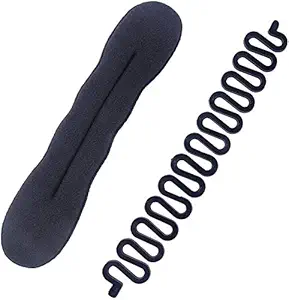 A T Combo of Braids Tools and Banana Donuts, Hair Styling Accessories for Women ( Black )