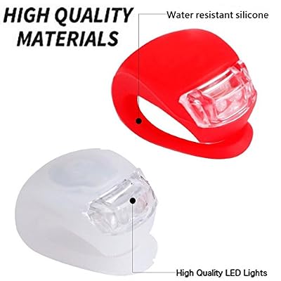 Gusspower Silicone Vélo Lumière Lampes LED Sets, fonte Power Mini Projecteur Set Leuchten en silicone LED Clip On Éclairage de vélo Blanc et Rouge Feu arrière, piles inclus.