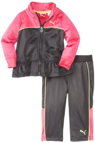 PUMA Baby-Girls Infant Colorblock Peplum Tricot Set, Dark Grey, 12 Months Color: Girls Dark Grey Size: 12 Months (Baby/Babe/Infant - Little ones)