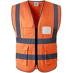 Gilets de sécurité Jaune et Orange Taille Petit & Sangle (L, Orange)