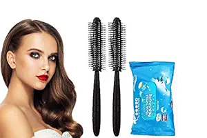 E-dunia hair dryer straightener stylish round hair brush comb ( pack of 2 ) with Facial cleaning wipes Sustainable Gift for Women Girls